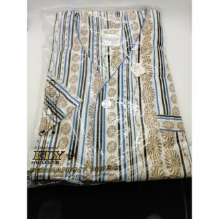 Photo of ELY Vintage 2pc Pajamas Button Up Geometric Striped Large - Short Sleeves Shorts
