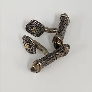 Photo of David Yurman 925 Sterling Silver 18k Gold 750 Cabochon Iolite Cufflinks