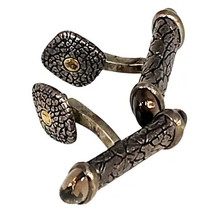 Photo of David Yurman 925 Sterling Silver 18k Gold 750 Cabochon Iolite Cufflinks
