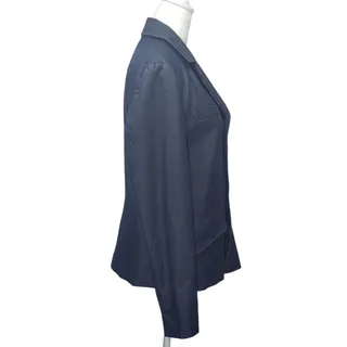 Photo of Talbots Blue Denim Blazer Jacket Size 10 Stretch Structured Preppy Office Coat