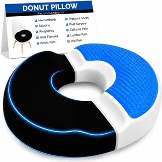 Photo of AnboCare Donut Gel Sitting Pillow-Orthopedic Memory Foam For Tailbone Pain-BLACK