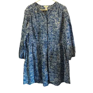 Photo of H&M blue white Linen blend oversized dress Medium comfortable flowy