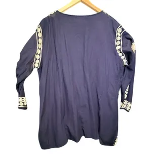 Photo of Angel Heart Boutique Tunic Kimono Navy Blue Plus 2X Embroidered Open Cardigan