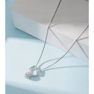 Photo of 925 Sterling Silver Cat Pendant Necklace Rhinestone Ball Gift Box Women