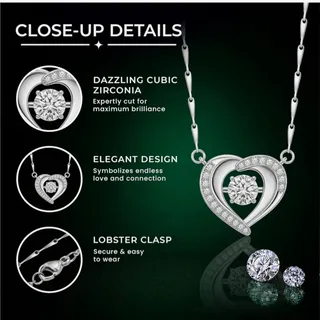 Photo of Heart CZ Pendant Necklace Adjustable 18-20 In Chain Fashion Jewelry