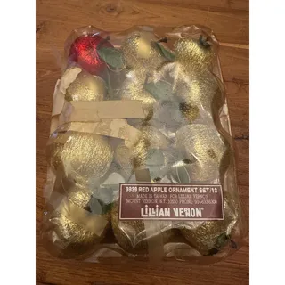 Photo of 12 Vtg Lillian Vernon red Gold Apple Christmas Fruit Ornaments