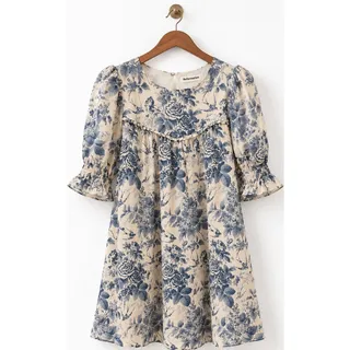 Photo of Reformation Conrad Pompadour Floral Mini Dress Blue White EUC Size 4