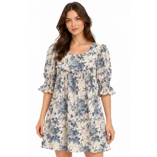 Photo of Reformation Conrad Pompadour Floral Mini Dress Blue White EUC Size 4