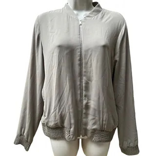 Photo of Babaton  Bomber Jacket Women's XS Taupe Full Zipper Polyester Lightweight