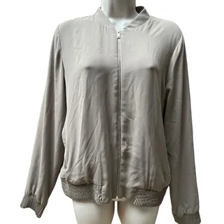 Photo of Babaton  Bomber Jacket Women's XS Taupe Full Zipper Polyester Lightweight