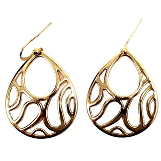 Photo of Open Design Dangle Earrings • Goldtone • Classic & Simple • 2" Drop • Hook
