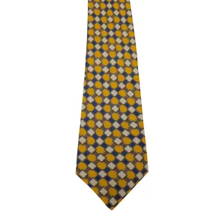 Photo of NWOT Vintage Piaget 100% Silk Men's Yellow Tie With Multicolor Geometric Designs