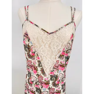 Photo of VTG Victoria's Secret gold label nightie chemise floral lace paisley slip pink 