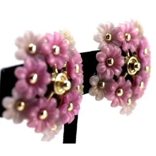 Photo of Violet Lavender Flower Earrings • Plastic • Goldtone • Clip On