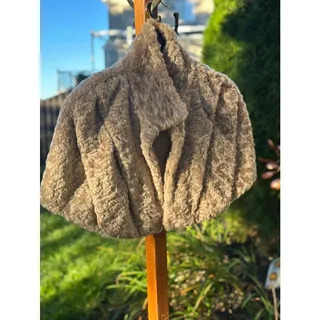 Photo of Faux Fur Capelet Tahari Arthur S Levine Taupe Beige Size Large Evening Wrap