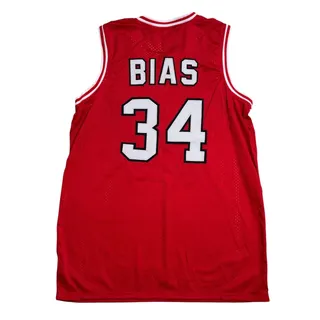 Photo of Len Bias #34 Maryland Terrapins Red Stitched Basketball Jersey – Men’s XL