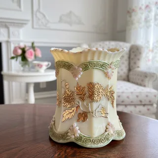 Photo of Antique Northwood Chrysanthemum Sprig Custard Glass Spooner-Uranium Art Glass