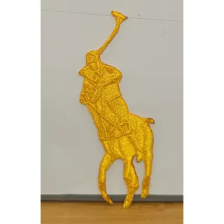 Photo of Gold Ralph Lauren Logo embroidered cloth sew/iron-on patch .75” X 3” approx.