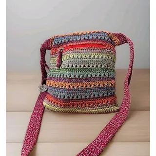 Photo of The Sak Originals Crochet Shoulder Bag Y2K Boho Multicolor Stripe Purse