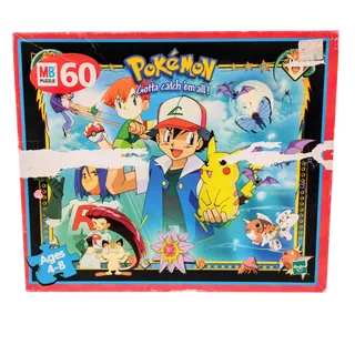 Photo of Vintage Pokemon Gotta Catch Em All MB 60 Piece Jigsaw Puzzle 1999 Hasbro