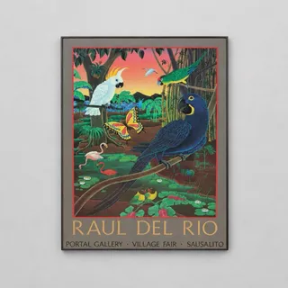 Photo of VTG 80's Raul Del Rio Portal Gallery Village Fair Sausalito Tropical Bird Litho