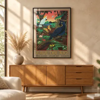 Photo of VTG 80's Raul Del Rio Portal Gallery Village Fair Sausalito Tropical Bird Litho