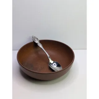 Photo of Oneida Michelangelo Grapefruit SpoonStainless & Vintage Ellingers Brown Bowl