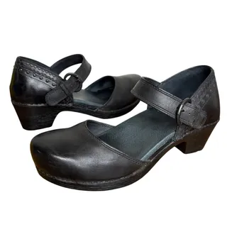 Photo of Dansko Womens EU 40 Makenna Clogs Mary Jane Black Leather Studded Whimsigoth