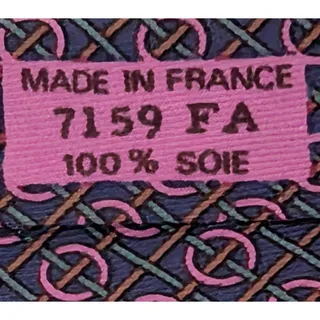 Photo of Vintage Hermès 100% Silk Men's Purplish Blue Tie W/ Multicolor Geometric Designs
