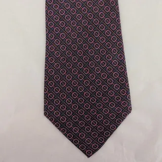Photo of Vintage Hermès 100% Silk Men's Purplish Blue Tie W/ Multicolor Geometric Designs