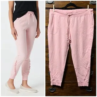 Photo of NWOT! Denim & Co. Active French Terry Joggers with Ruffle Detail
