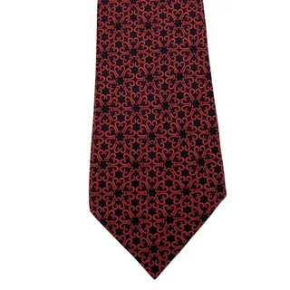 Photo of Vintage Hermès 100% Silk Men's Purplish-Blue Tie With Red Geometric Designs