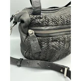 Photo of Liebeskind Berlin Black Woven Leather Satchel Crossbody Bag 14" x 10"