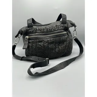 Photo of Liebeskind Berlin Black Woven Leather Satchel Crossbody Bag 14" x 10"