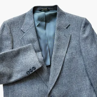 Photo of VTG Kuppenheimer Wool Tweed Blazer 40L Bluish Gray Herringbone Sport Coat Jacket