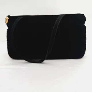 Photo of Vera Bradley Black Quilted Shoulder Bag Purse Zip Top Gold Logo Charm Pockets