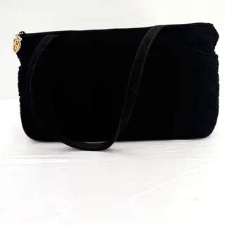 Photo of Vera Bradley Black Quilted Shoulder Bag Purse Zip Top Gold Logo Charm Pockets