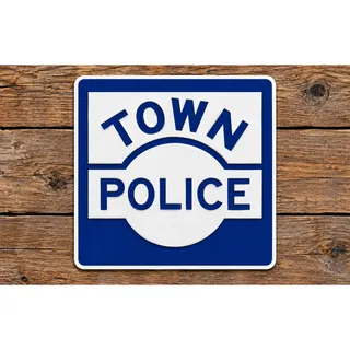 Photo of Town Police Department Road Sign Cop Sheriff Deputy Freeway Interstate Highway