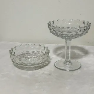 Photo of Vintage Duncan & Miller Teardrop Clear Glass Covered Footed Compote Candy Dish