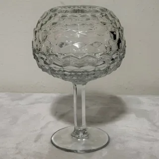 Photo of Vintage Duncan & Miller Teardrop Clear Glass Covered Footed Compote Candy Dish