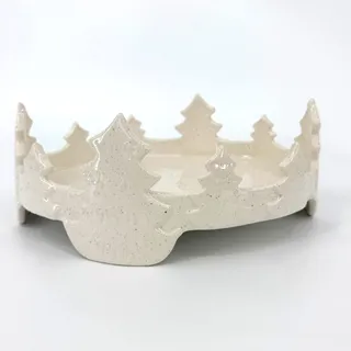 Photo of Grassland Road Christmas Salt Pepper Holder Ceramic Tree 10.5" Ivory Speckled  