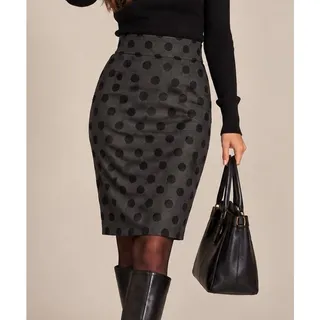 Photo of NWT LOFT Polka Dot Jacquard Pencil Skirt Womens 10 Black 90s Minimalist Career