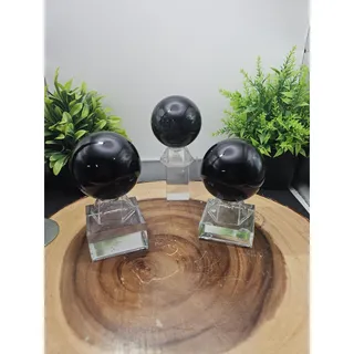 Photo of Volcanic Obsidian Spheres 50-60mm with Stand – Polished Shine Home Decor
