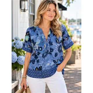 Photo of WHITE STUFF Blue Floral 100% Linen Blouse Top Coastal Boho UK 8 US 4
