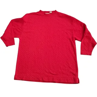 Photo of   Cristina Red 3/4 Sleeve Chevron Textured Top Cotton Blend Medium