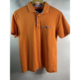 Photo of Visconti Shirt Mens M Orange Short Sleeve Casual Polo Geometric Trim 38 40