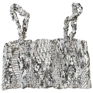 Photo of papercrane M Y2K Crop Top Black White Smocked