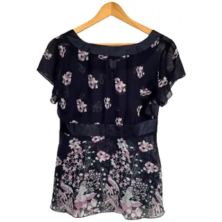 Photo of Romy sheer floral chiffon blouse y2k boho top 2000s
