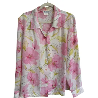 Photo of Blair Pink Floral Button Blouse – Cottagecore Resort M