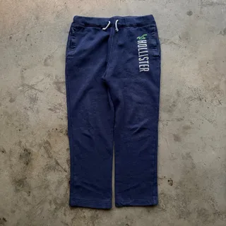Photo of Y2K Hollister Baggy Wide Leg Sweatpants Navy Embroidered S